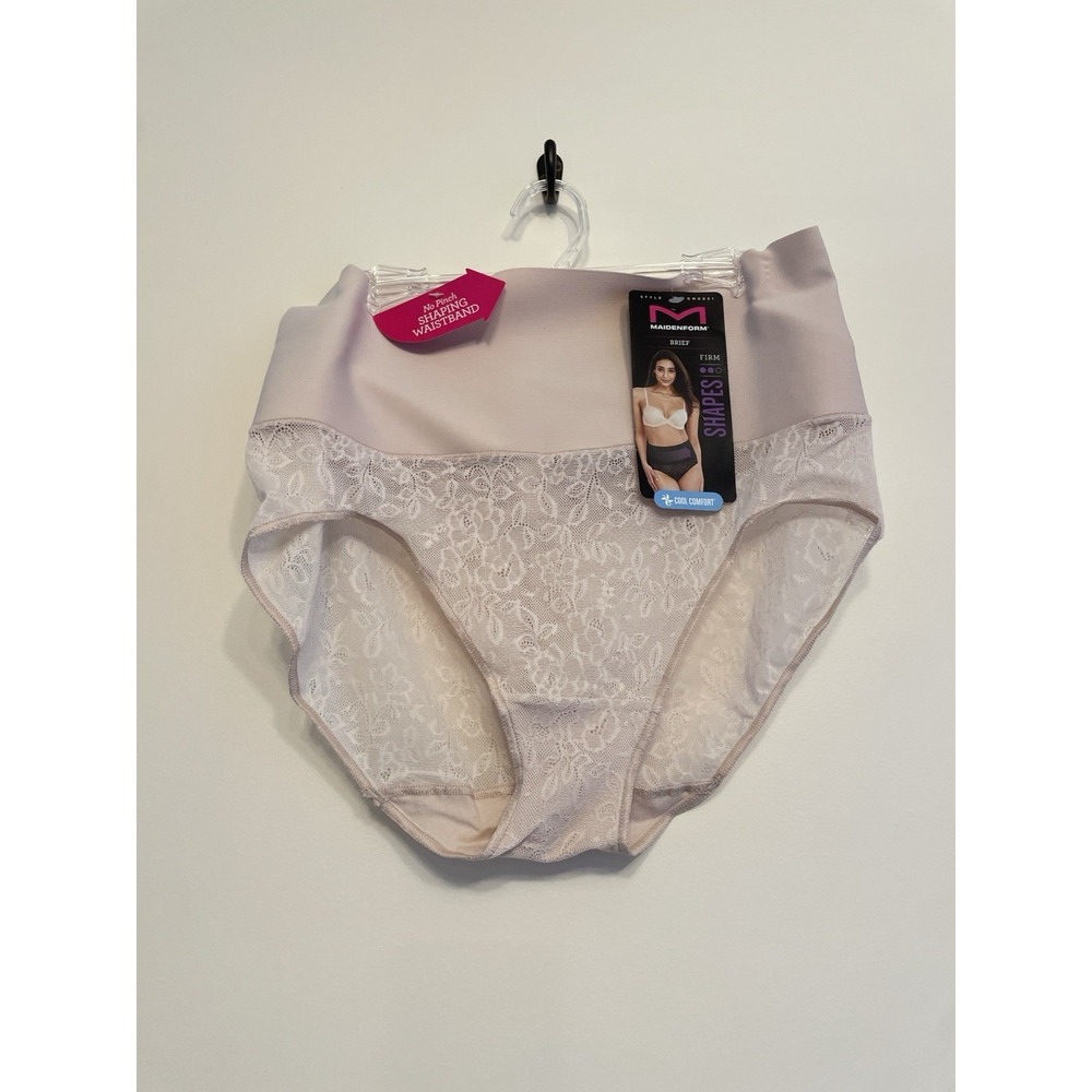 Maidenform Shaping Brief Panty Women XL Beige Cool Comfort Lace Control New‎